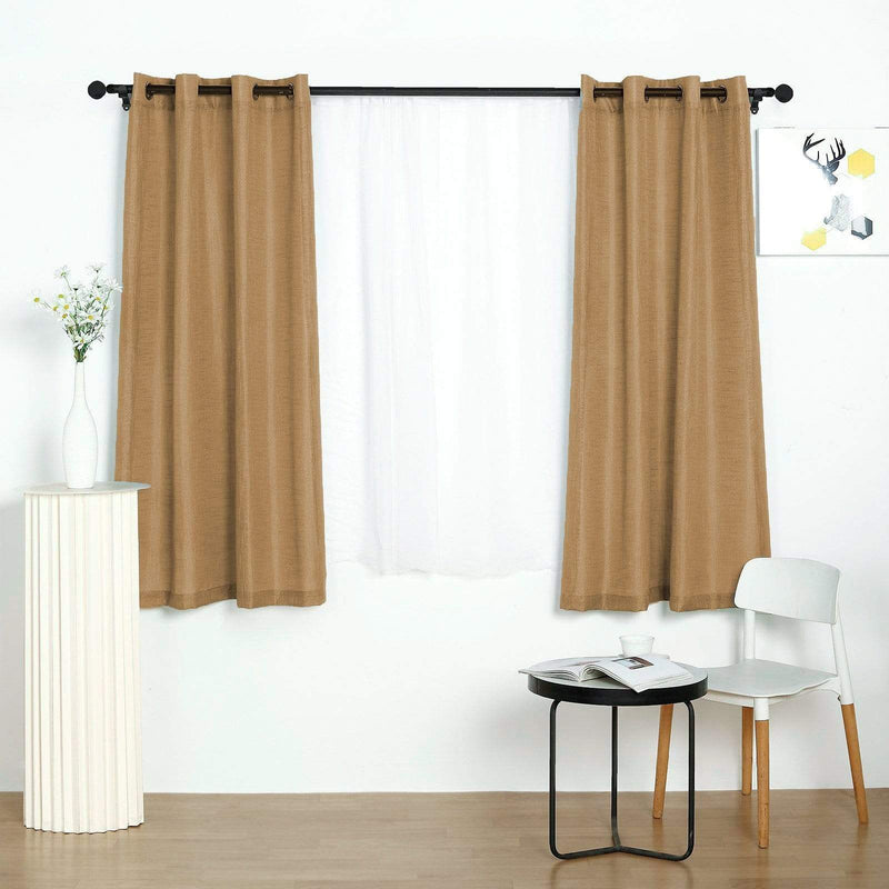 2 pcs 52"x64" Faux Linen Curtains with Chrome Grommets