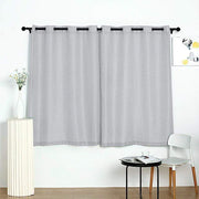 2 pcs 52"x64" Faux Linen Curtains with Chrome Grommets