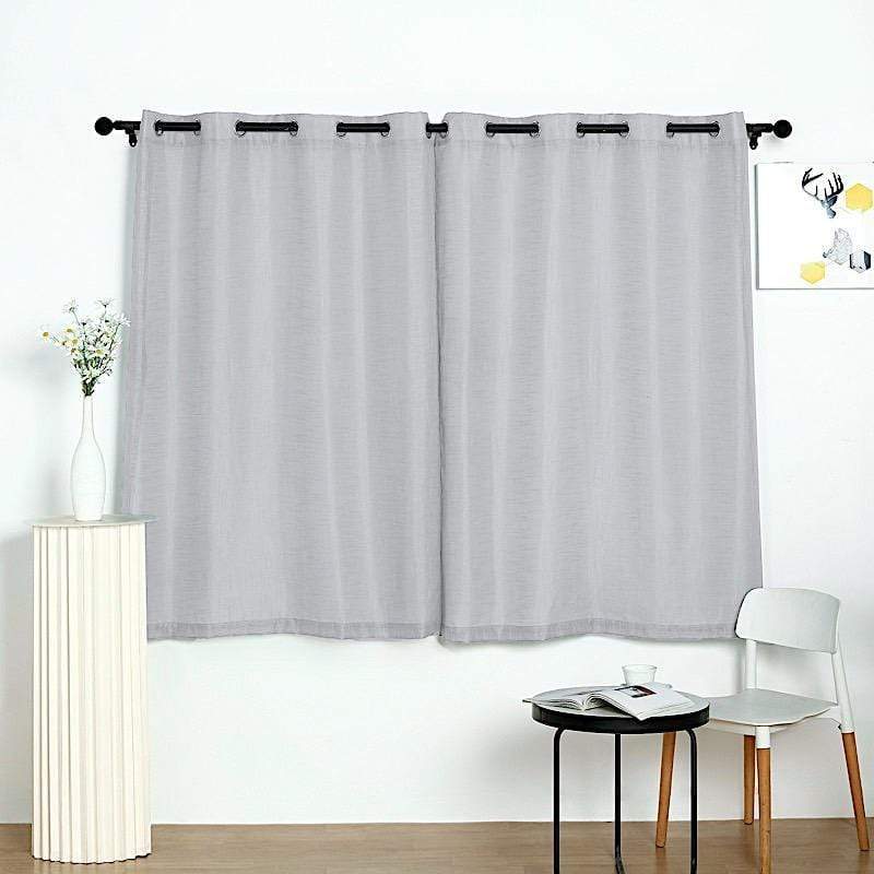 2 pcs 52"x64" Faux Linen Curtains with Chrome Grommets