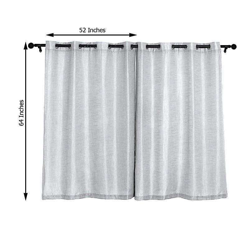 2 pcs 52"x64" Faux Linen Curtains with Chrome Grommets