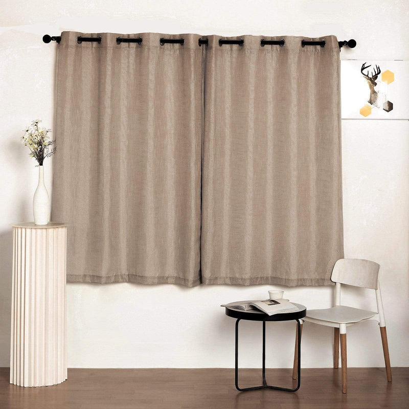 2 pcs 52"x64" Faux Linen Curtains with Chrome Grommets