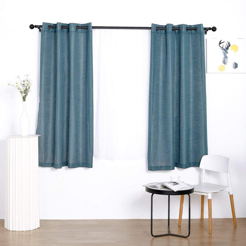 2 pcs 52"x64" Faux Linen Curtains with Chrome Grommets