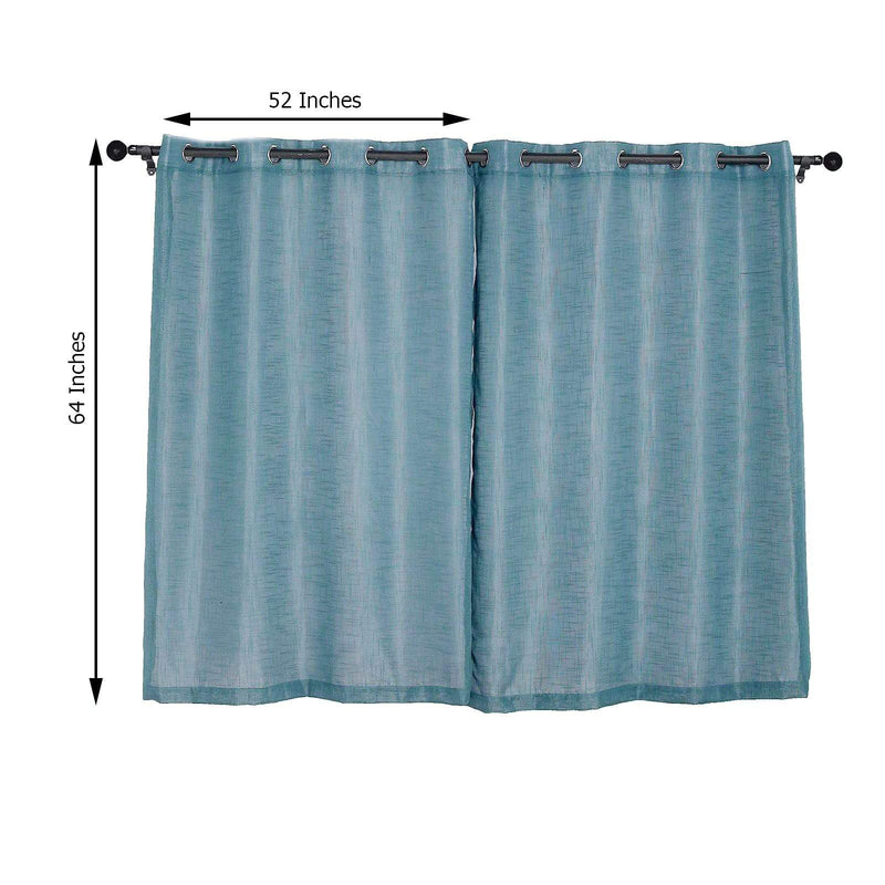 2 pcs 52"x64" Faux Linen Curtains with Chrome Grommets