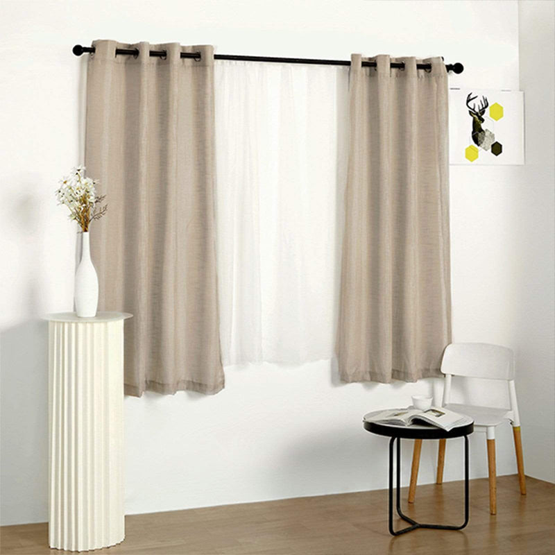 2 pcs 52"x64" Faux Linen Curtains with Chrome Grommets
