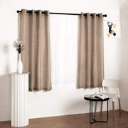2 pcs 52"x64" Faux Linen Curtains with Chrome Grommets