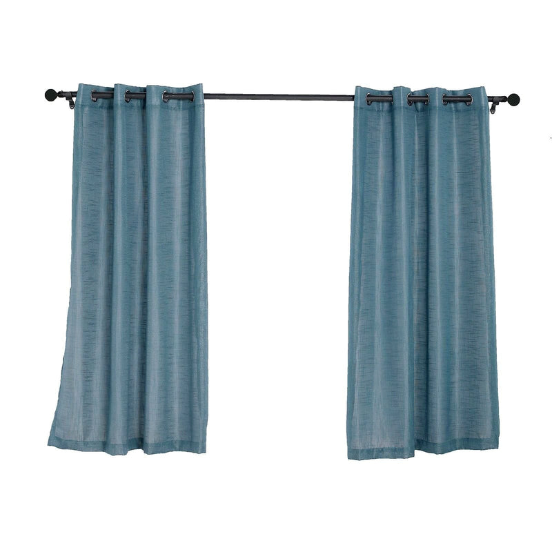 2 pcs 52"x64" Faux Linen Curtains with Chrome Grommets CUR_PANJUTE02_5264_BLUE