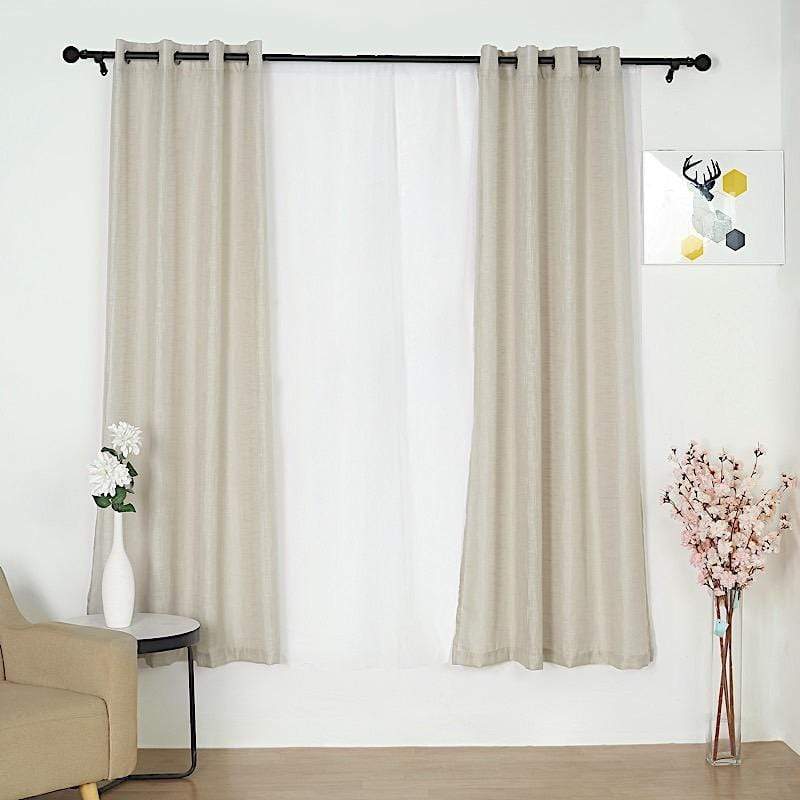 2 pcs 52"x84" Faux Linen Curtains with Chrome Grommets