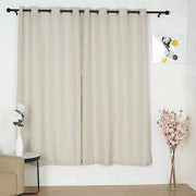 2 pcs 52"x84" Faux Linen Curtains with Chrome Grommets