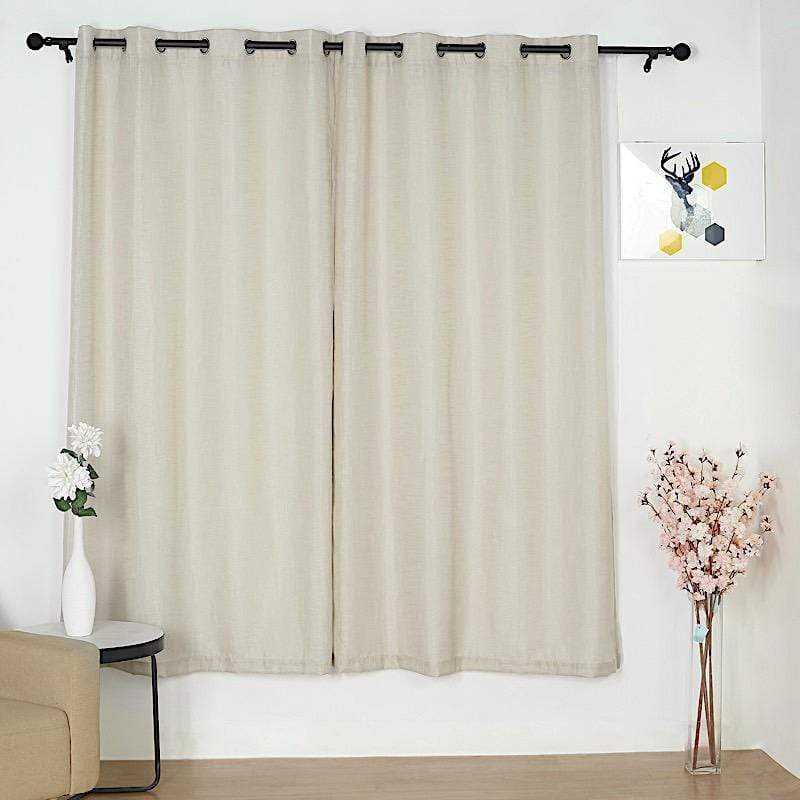 2 pcs 52"x84" Faux Linen Curtains with Chrome Grommets