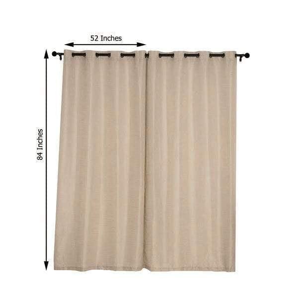 2 pcs 52"x84" Faux Linen Curtains with Chrome Grommets