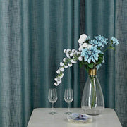 2 pcs 52"x84" Faux Linen Curtains with Chrome Grommets