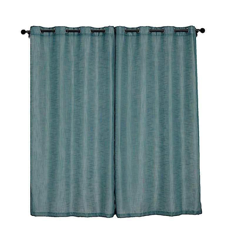 2 pcs 52"x84" Faux Linen Curtains with Chrome Grommets