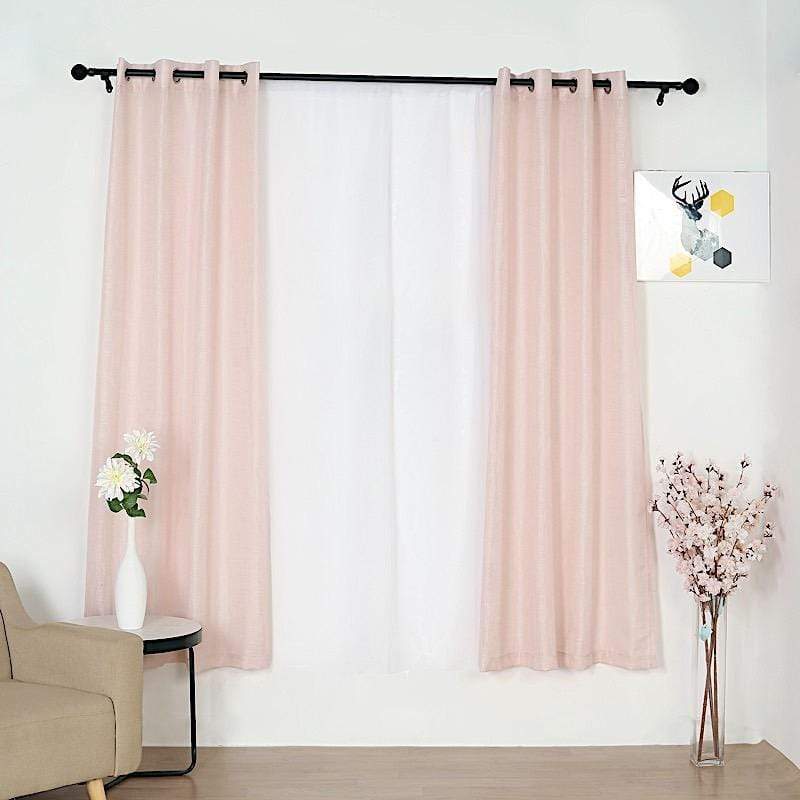 2 pcs 52"x84" Faux Linen Curtains with Chrome Grommets