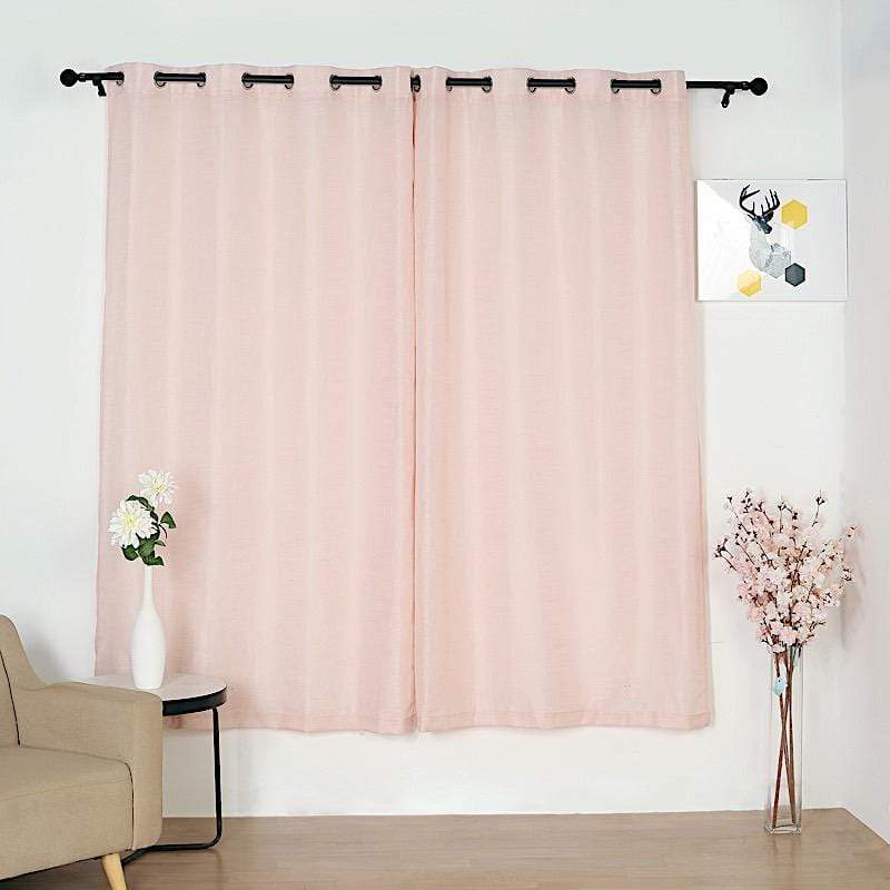 2 pcs 52"x84" Faux Linen Curtains with Chrome Grommets