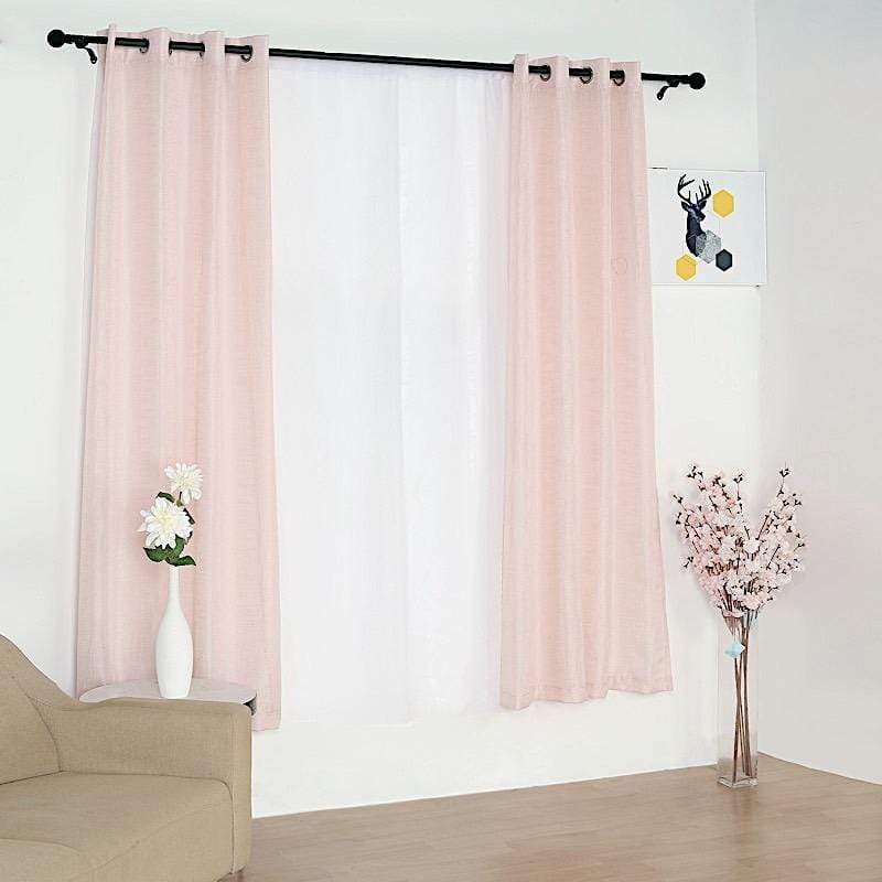 2 pcs 52"x84" Faux Linen Curtains with Chrome Grommets