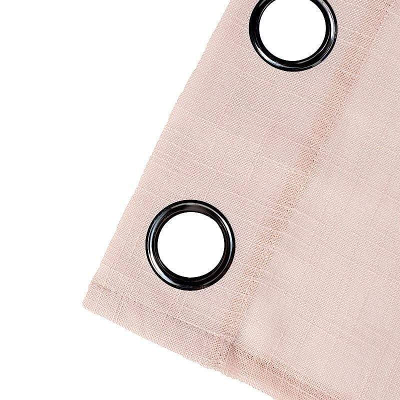 2 pcs 52"x84" Faux Linen Curtains with Chrome Grommets