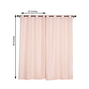 2 pcs 52"x84" Faux Linen Curtains with Chrome Grommets