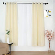 2 pcs 52"x84" Faux Linen Curtains with Chrome Grommets