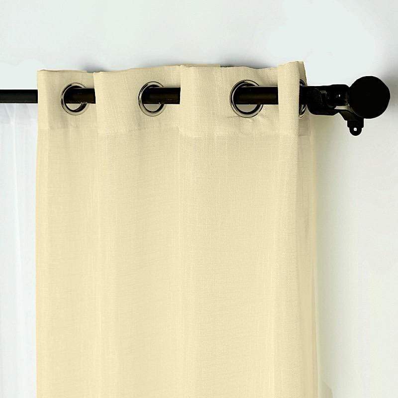 2 pcs 52"x84" Faux Linen Curtains with Chrome Grommets