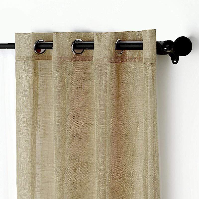 2 pcs 52"x84" Faux Linen Curtains with Chrome Grommets