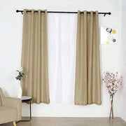 2 pcs 52"x84" Faux Linen Curtains with Chrome Grommets