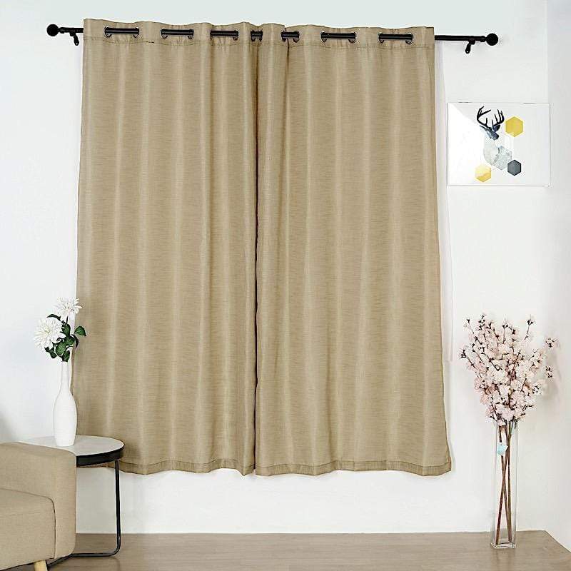 2 pcs 52"x84" Faux Linen Curtains with Chrome Grommets