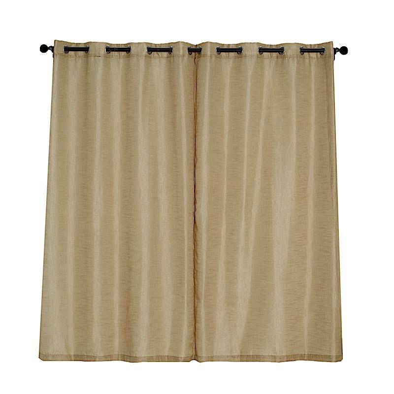 2 pcs 52"x84" Faux Linen Curtains with Chrome Grommets