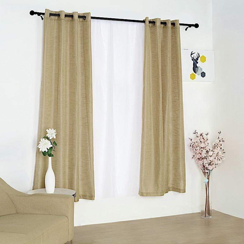 2 pcs 52"x84" Faux Linen Curtains with Chrome Grommets