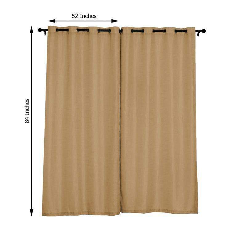 2 pcs 52"x84" Faux Linen Curtains with Chrome Grommets
