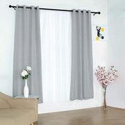 2 pcs 52"x84" Faux Linen Curtains with Chrome Grommets