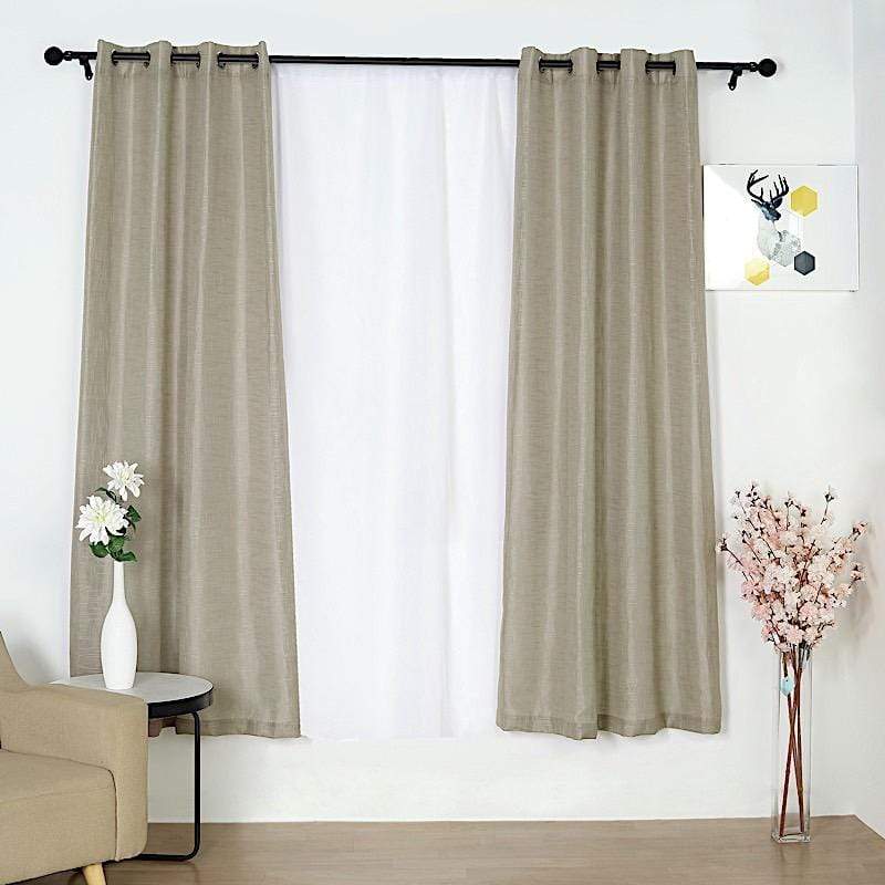 2 pcs 52"x84" Faux Linen Curtains with Chrome Grommets