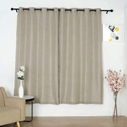 2 pcs 52"x84" Faux Linen Curtains with Chrome Grommets