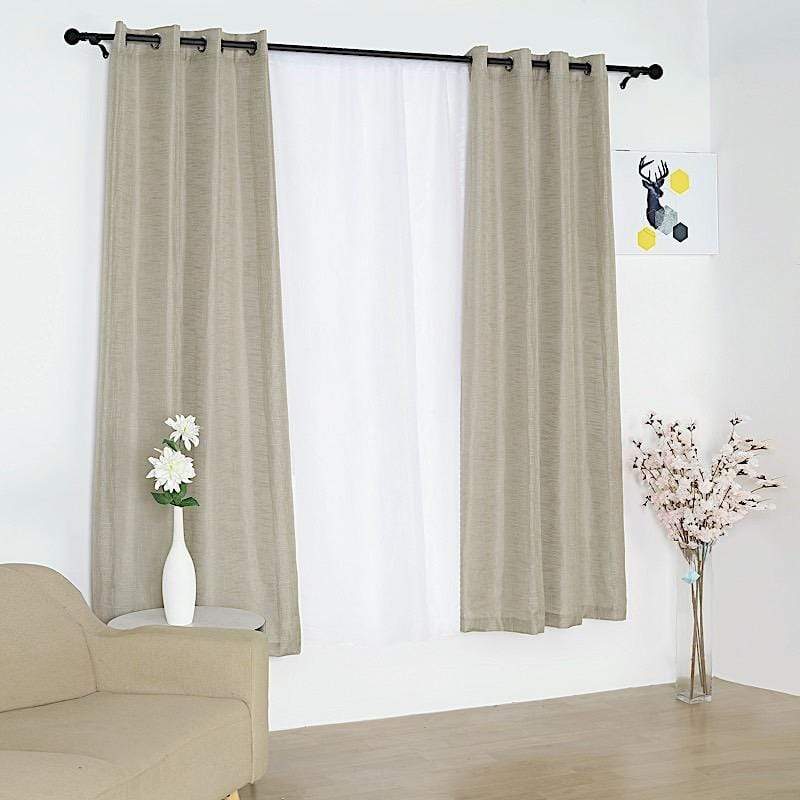 2 pcs 52"x84" Faux Linen Curtains with Chrome Grommets