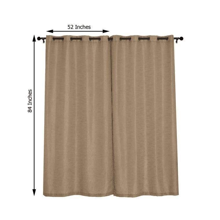 2 pcs 52"x84" Faux Linen Curtains with Chrome Grommets