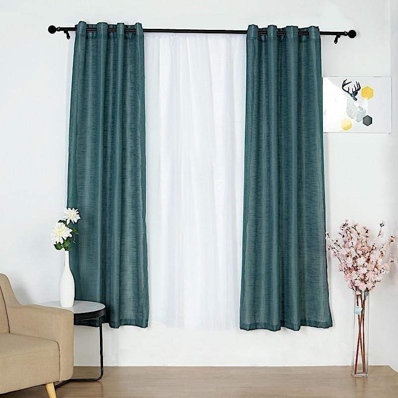 2 pcs 52"x84" Faux Linen Curtains with Chrome Grommets