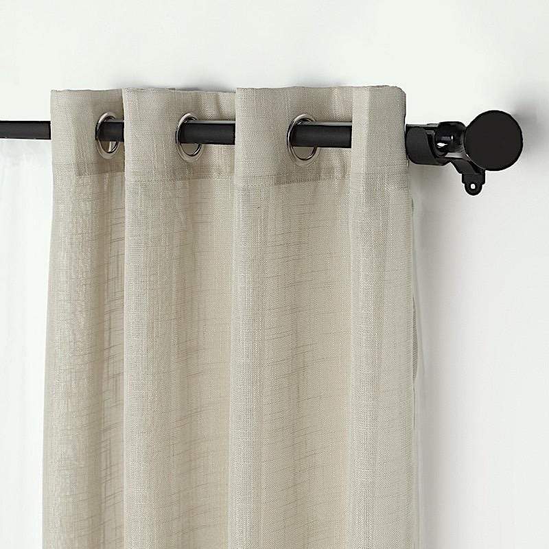 2 pcs 52"x84" Faux Linen Curtains with Chrome Grommets
