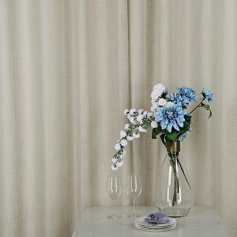 2 pcs 52"x84" Faux Linen Curtains with Chrome Grommets