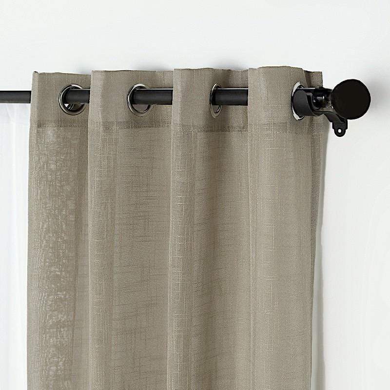 2 pcs 52"x84" Faux Linen Curtains with Chrome Grommets