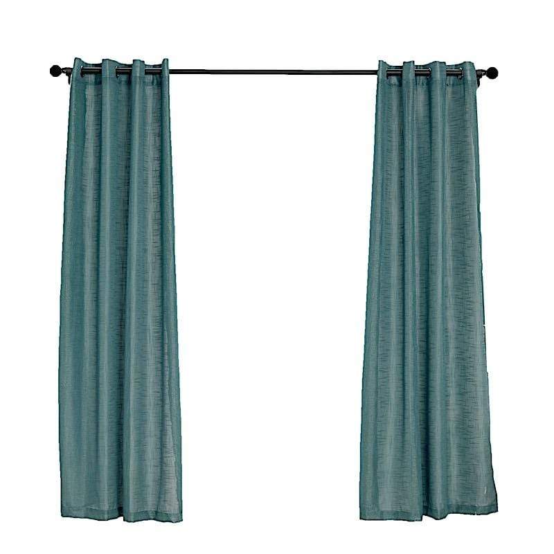 2 pcs 52"x84" Faux Linen Curtains with Chrome Grommets CUR_PANJUTE02_5284_BLUE