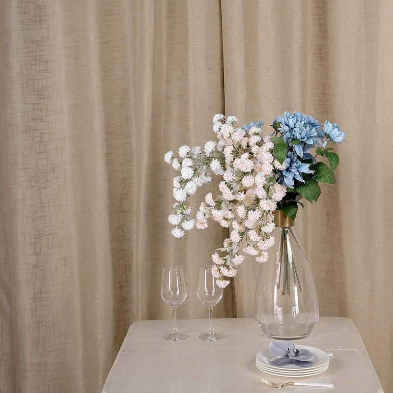 2 pcs 52"x96" Faux Linen Curtains with Chrome Grommets