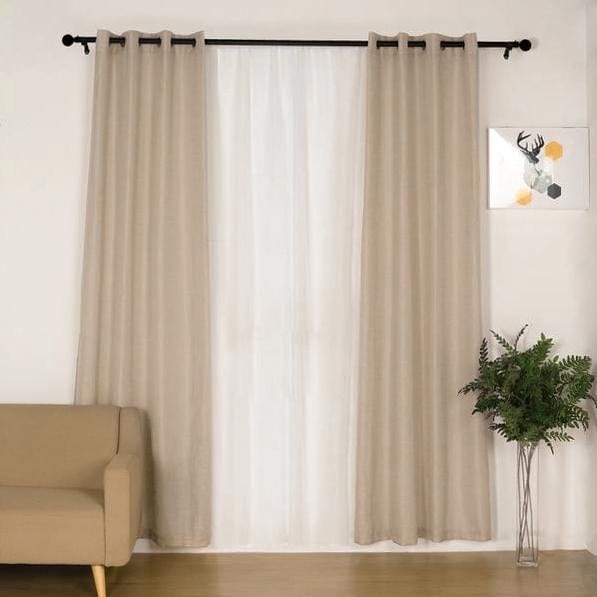 2 pcs 52"x96" Faux Linen Curtains with Chrome Grommets