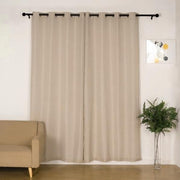 2 pcs 52"x96" Faux Linen Curtains with Chrome Grommets
