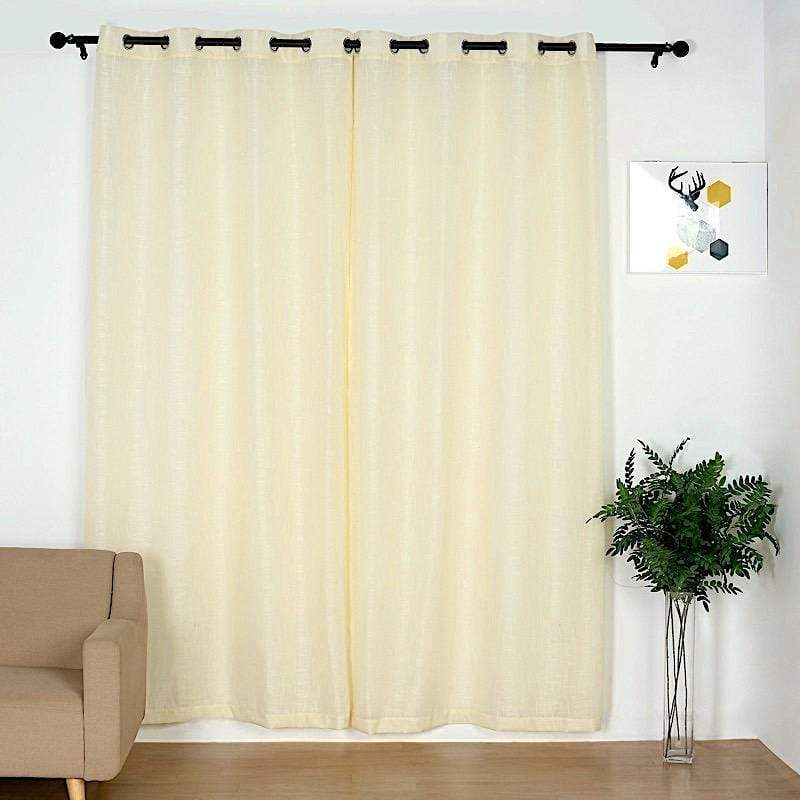 2 pcs 52"x96" Faux Linen Curtains with Chrome Grommets