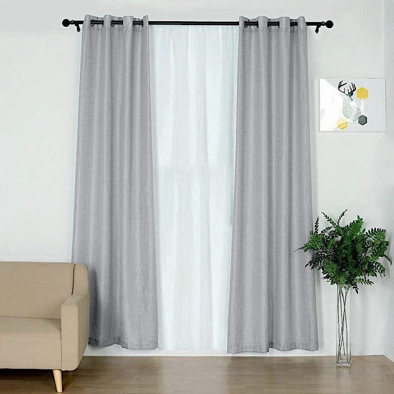 2 pcs 52"x96" Faux Linen Curtains with Chrome Grommets