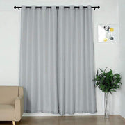 2 pcs 52"x96" Faux Linen Curtains with Chrome Grommets