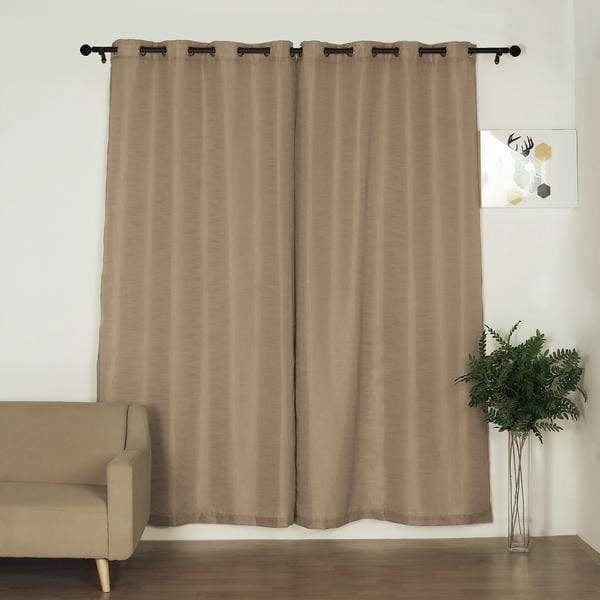 2 pcs 52"x96" Faux Linen Curtains with Chrome Grommets