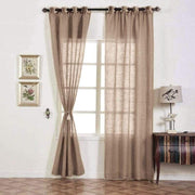 2 pcs 52"x96" Faux Linen Curtains with Chrome Grommets