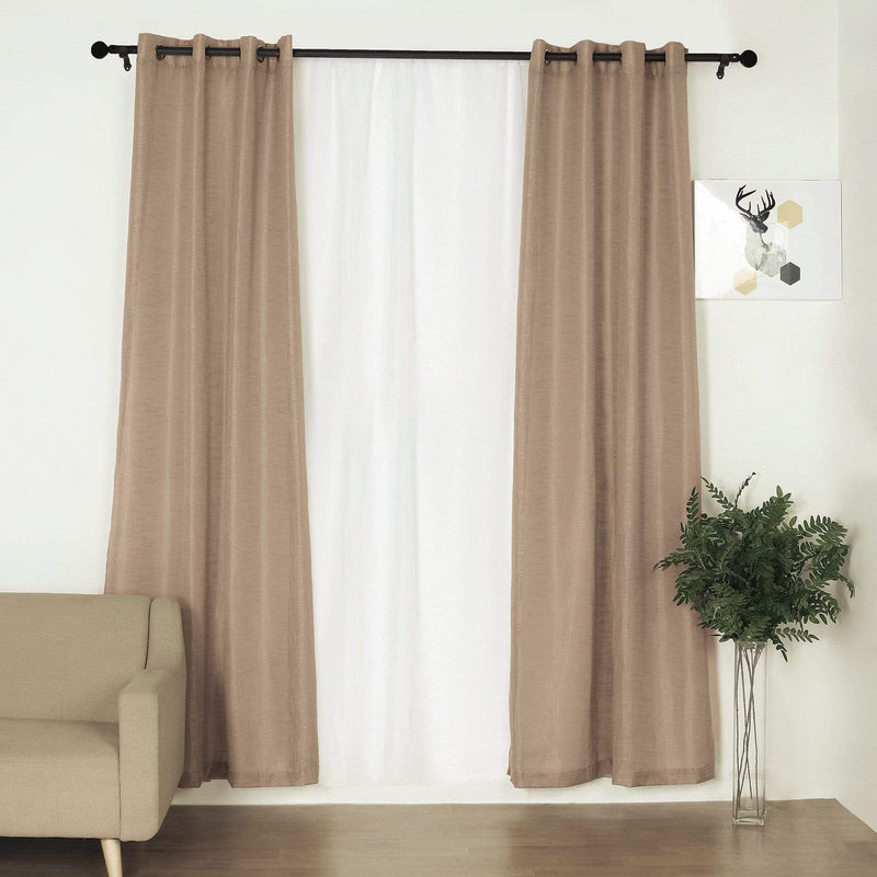 2 pcs 52"x96" Faux Linen Curtains with Chrome Grommets