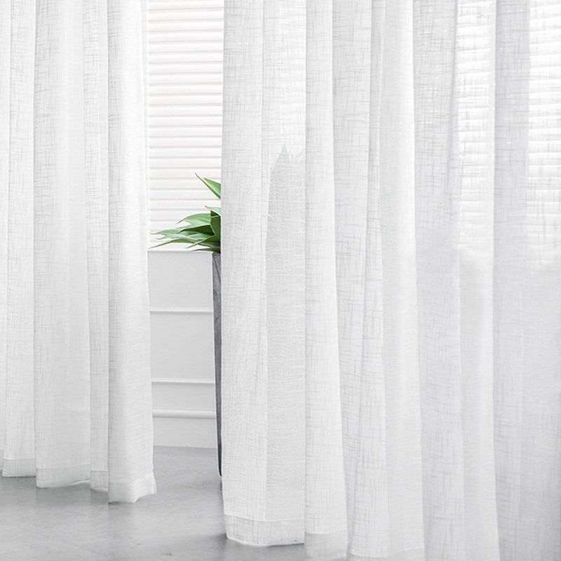 2 pcs 52"x96" Faux Linen Curtains with Chrome Grommets