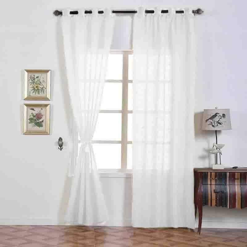 2 pcs 52"x96" Faux Linen Curtains with Chrome Grommets
